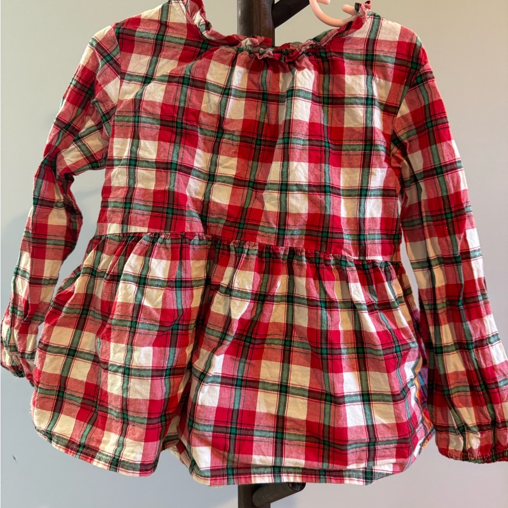 Christmas plaid girls blouse